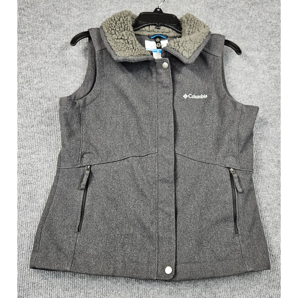 Columbia Women Gray Interchange Sherpa Collar Full Zip Vest M Fall Outdoor